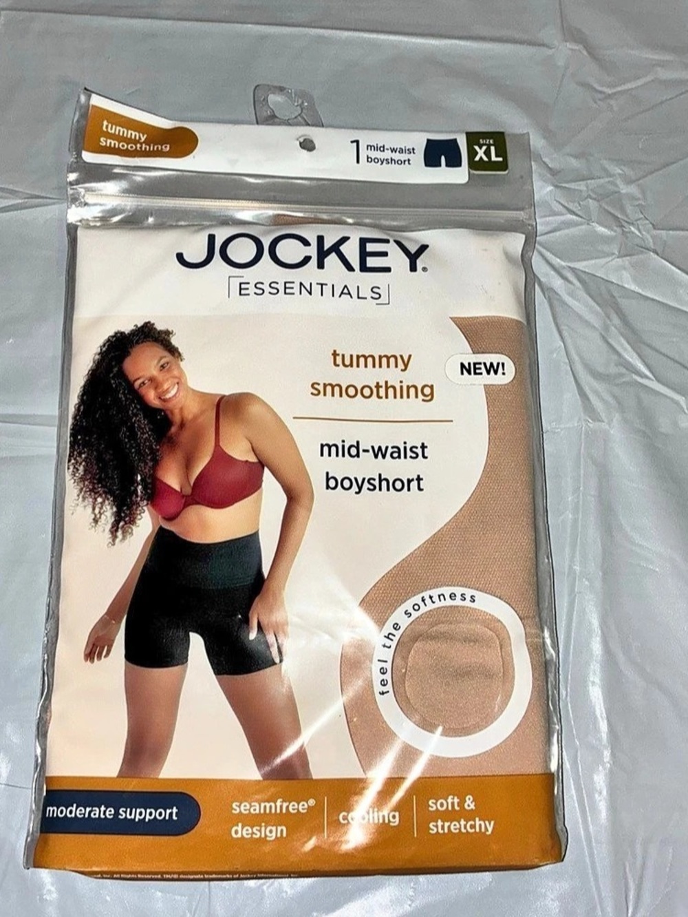 Jockey Essentials Tummy Smoothing Mid-Waist Boyshort Black Boyshort Shapewear